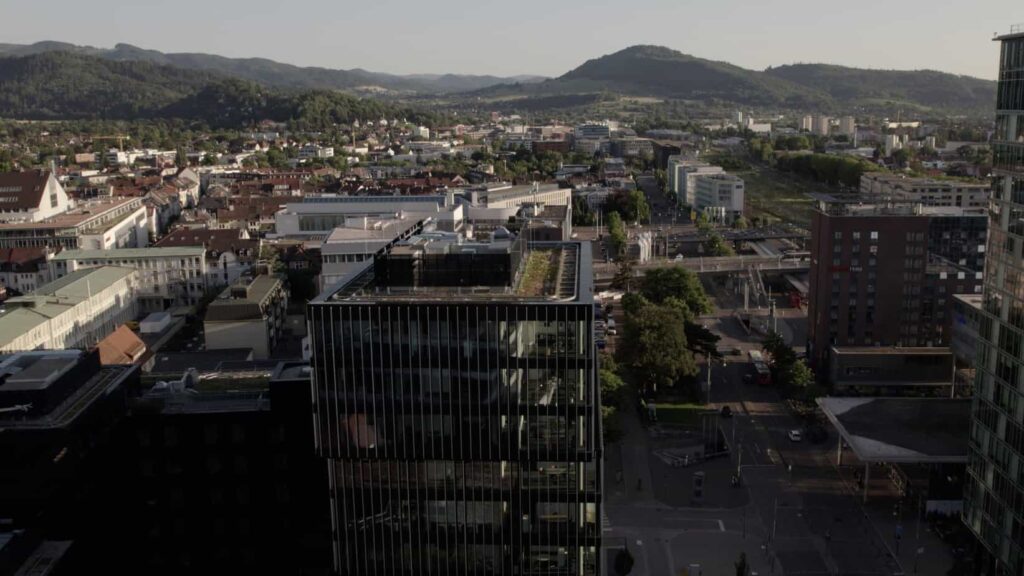 Drohnenaufnahmen Volksbank Freiburg